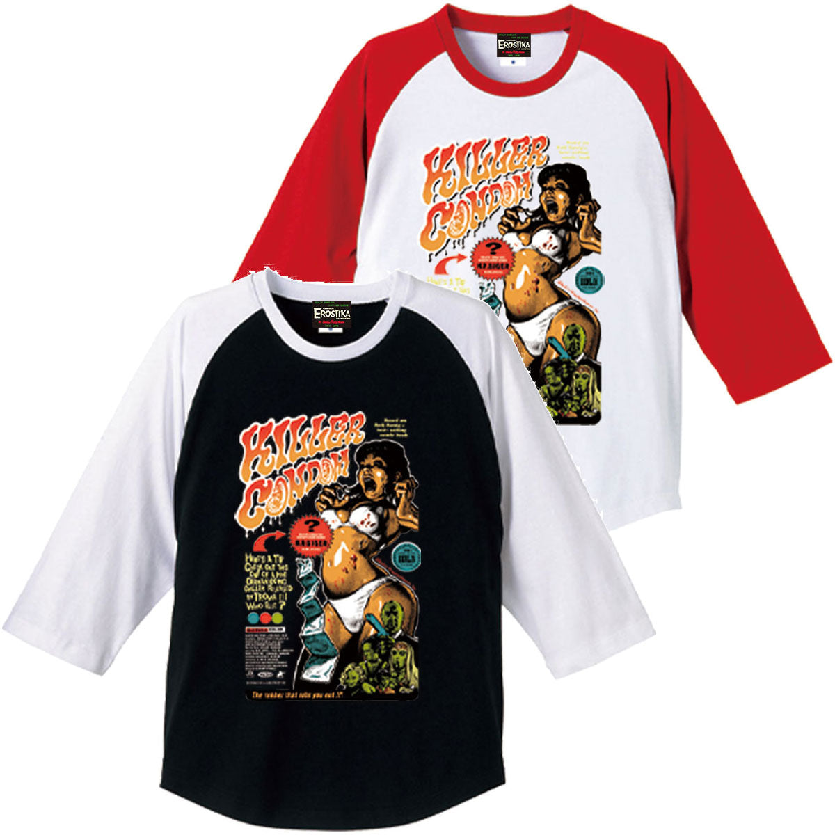 ”KILLER CONDOM” original version 3/4 sleeve T-shirt