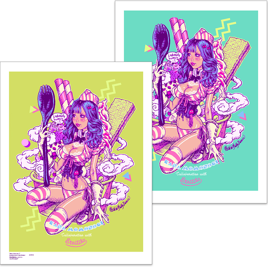 ロッキンジェリービーン ちんかめ 桃乃木かな コラボポスター 紫 桃乃木かな x Rockin'Jelly Bean” Silk Screen Print 2. – EROSTIKA