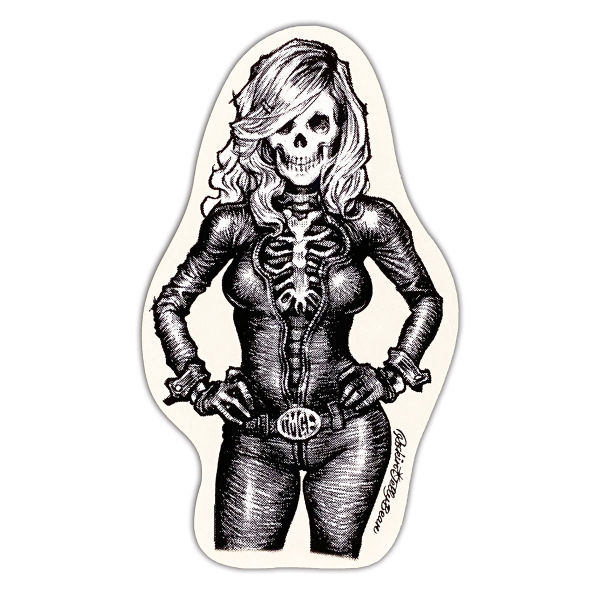 "Skull girl on a motorcycle" Sticker
