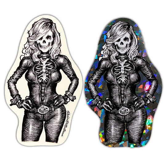 "Skull girl on a motorcycle" Sticker