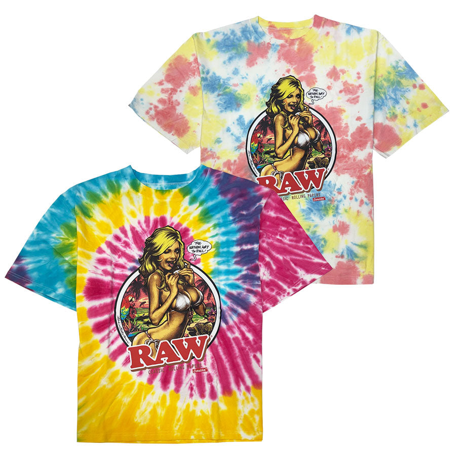 "RAW GIRL" Tie Dye T-Shirt