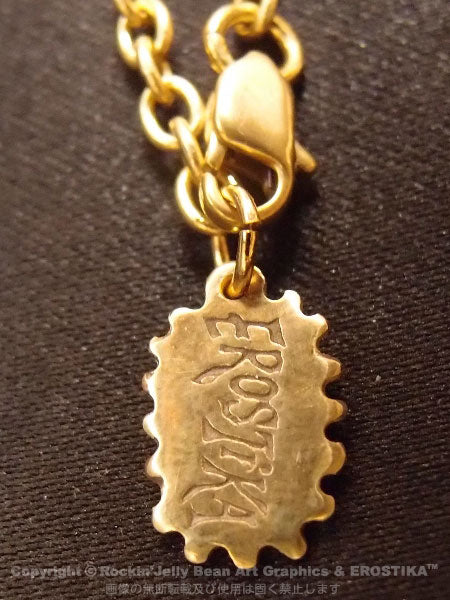 "EROSTIKA SKULL & GIRL" PENDANT TOP & CHAIN -Brass-