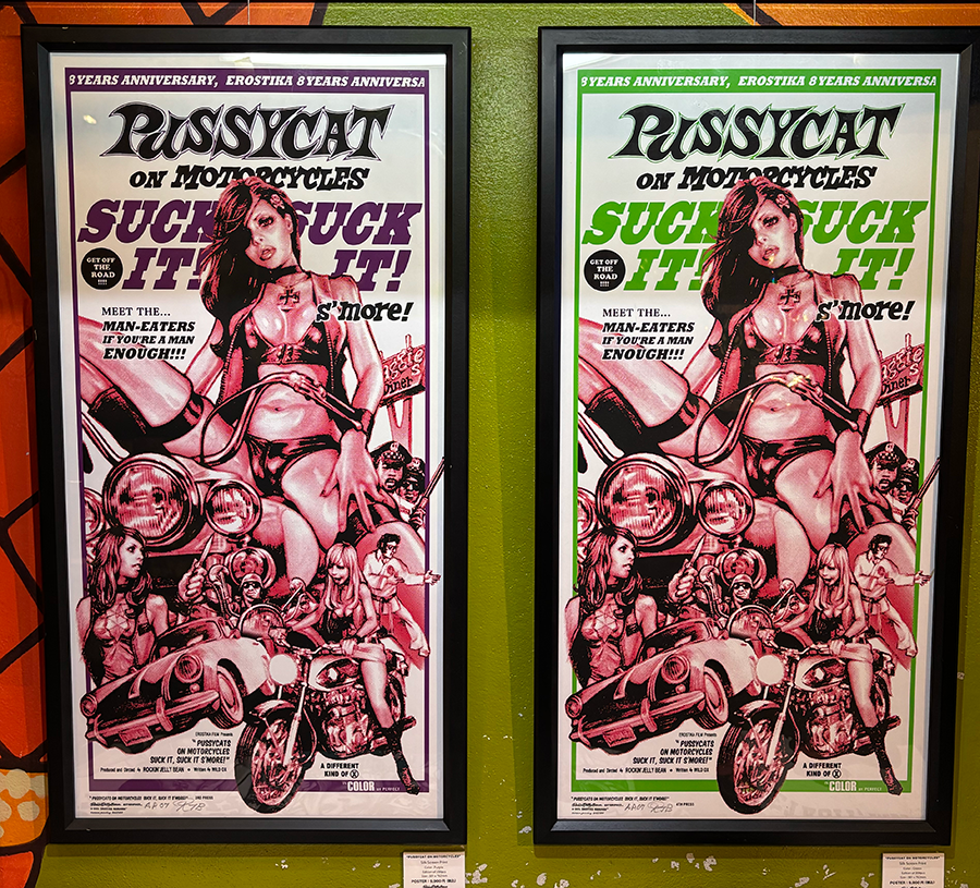 “PUSSYCAT ON MOTORCYCLES” screen print poster