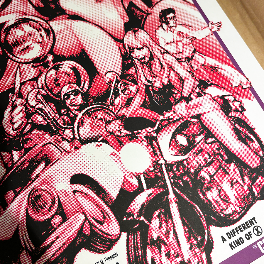 “PUSSYCAT ON MOTORCYCLES” screen print poster