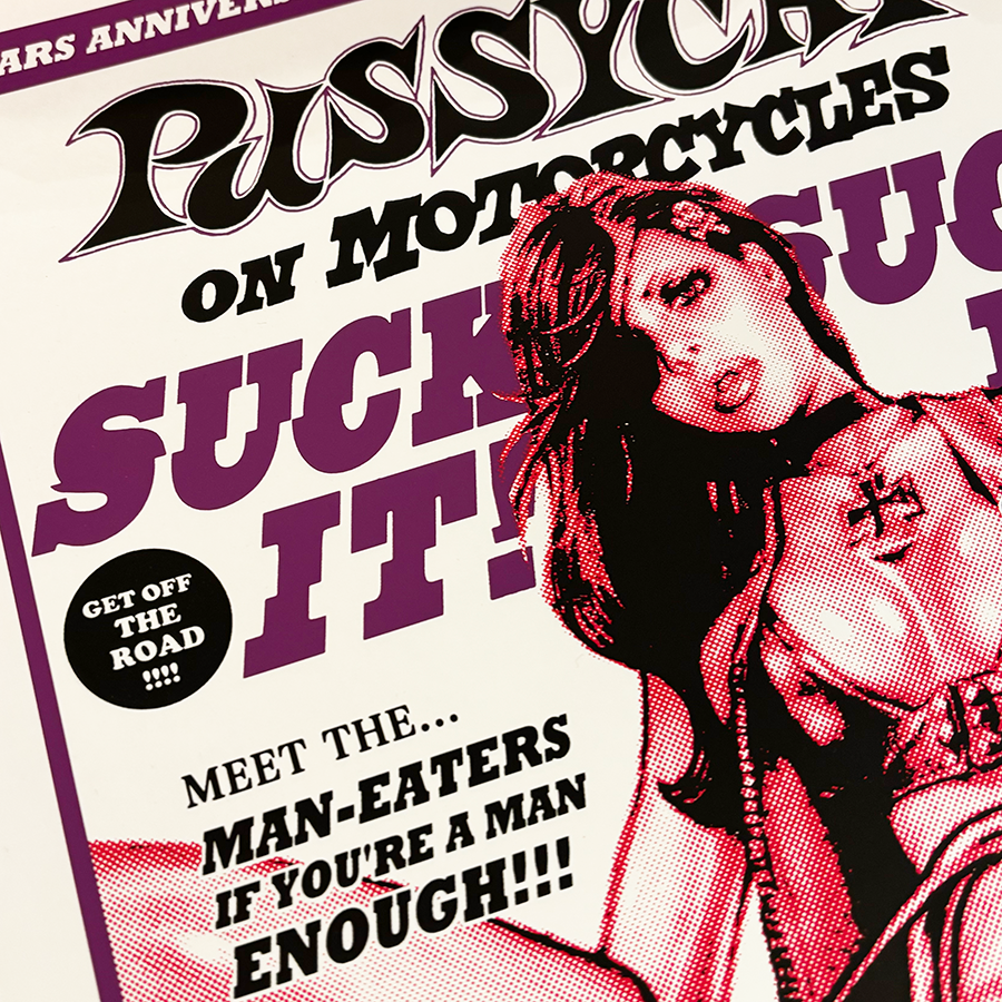 “PUSSYCAT ON MOTORCYCLES” screen print poster